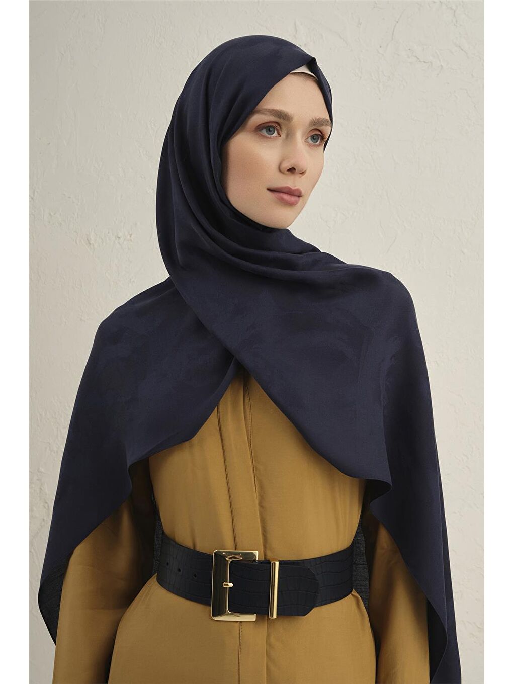 Lacivert Lyocell Viscon Dalga Desen Şal 1 02-2