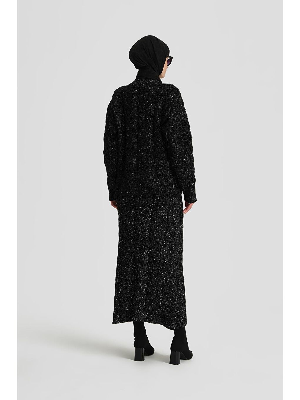 Saç Örgülü Simli Triko Takım 24Kd4207 Siyah-3