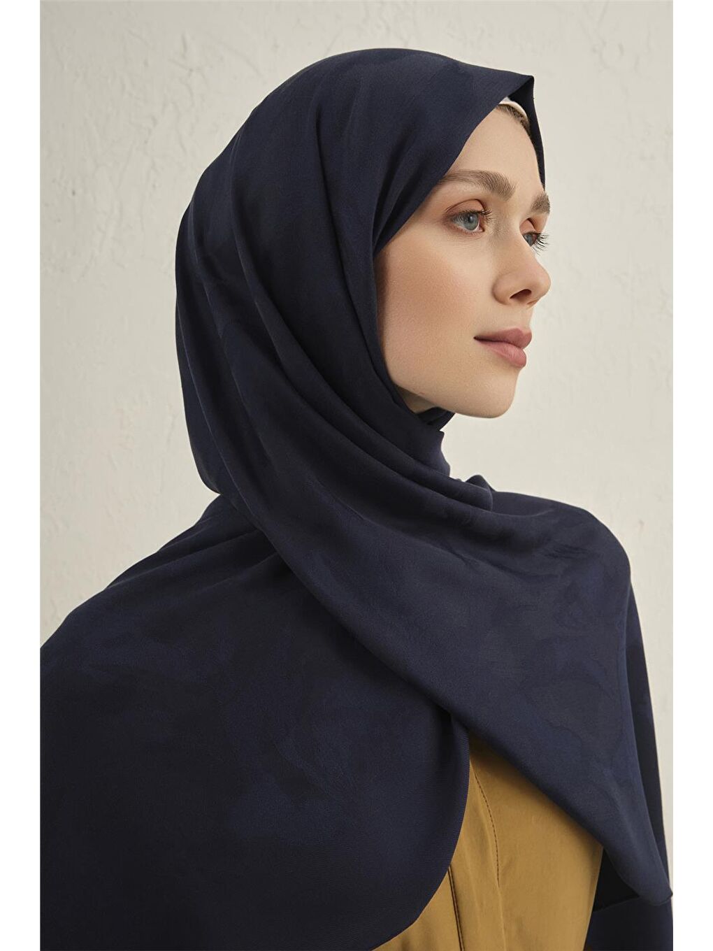 Lacivert Lyocell Viscon Dalga Desen Şal 1 02-4