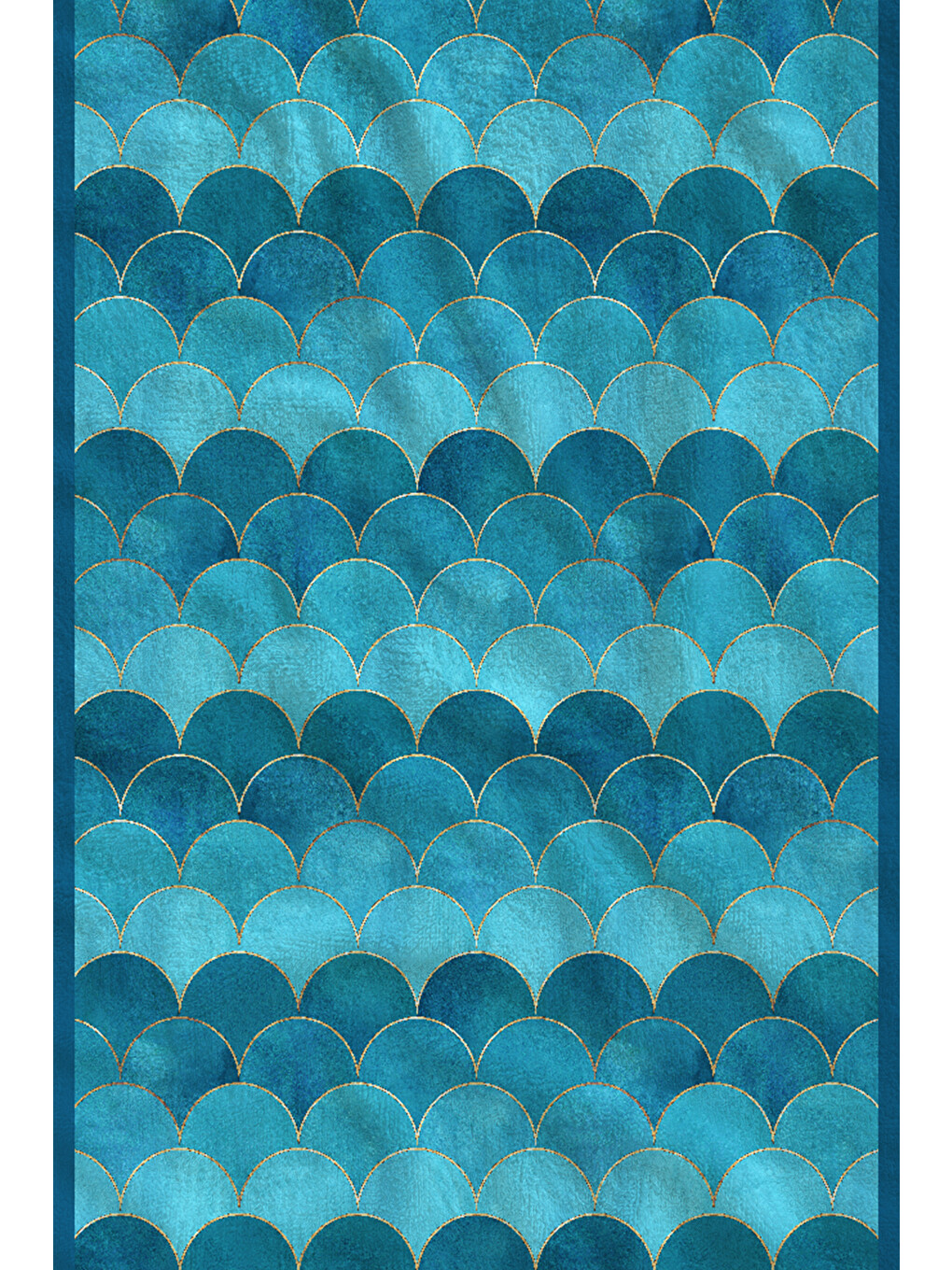 Mavi Denizkızı Pulu Desenli 70x150 Cm Dijital Baskılı Plaj Ve Banyo Havlusu-1