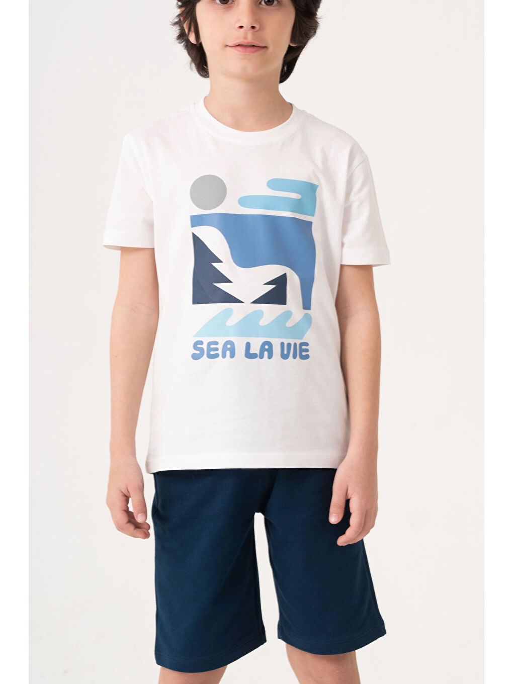 Ekru Sea La Vie Baskılı Erkek Çocuk Takım 50604-2
