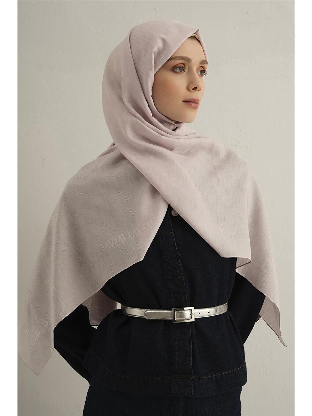 Lila Pamora Dama Çerçeve Şal 2 44-1