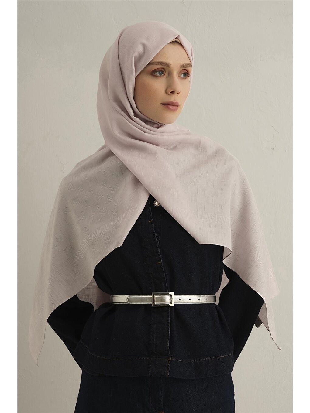 Lila Pamora Dama Çerçeve Şal 2 44-2