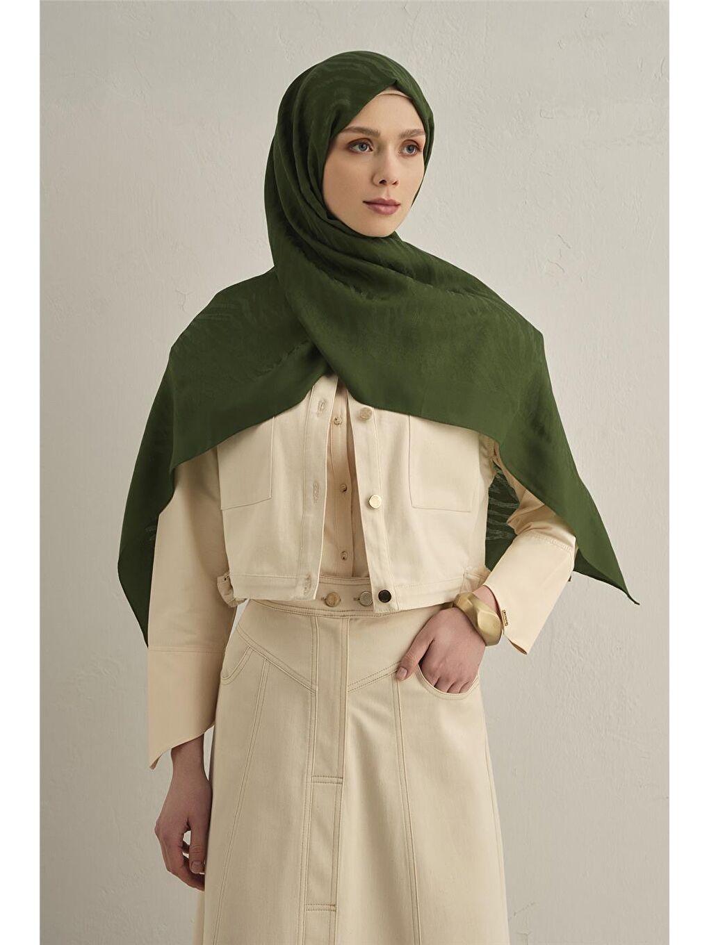 Yeşil Pamora Zebra Desen Şal 1 49-1