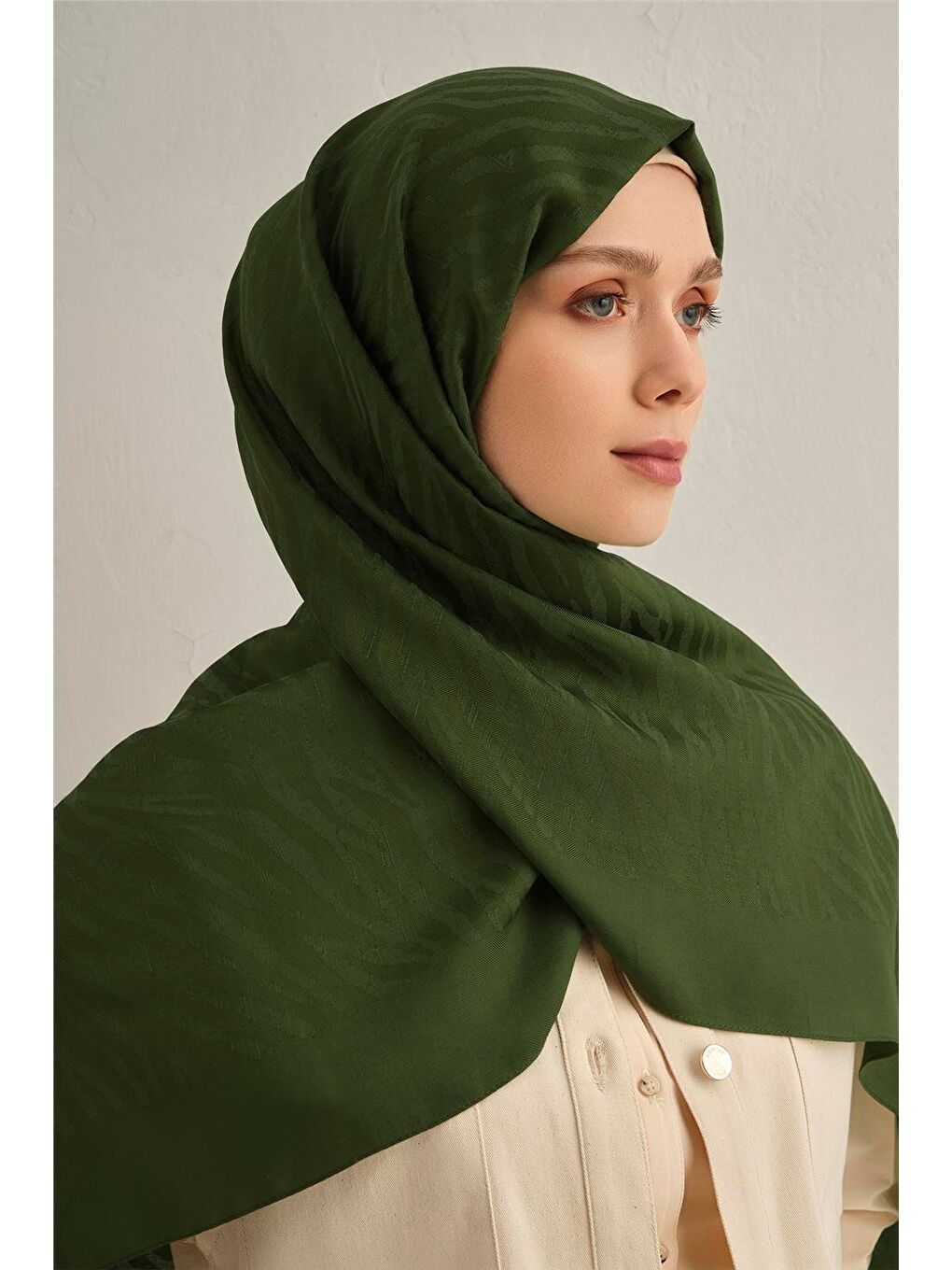 Yeşil Pamora Zebra Desen Şal 1 49-2