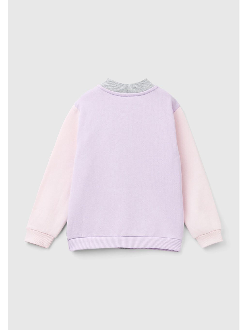 United Colors Of Benetton Kız Çocuk Gri Melanj Mix Önü Logo Baskılı Normal Kesim Fermuarlı Cepli Sweatshirt - 1