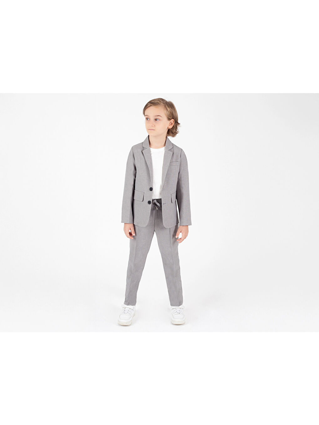 Gri Tişörtlü Ceketli Takım Elbise 2852