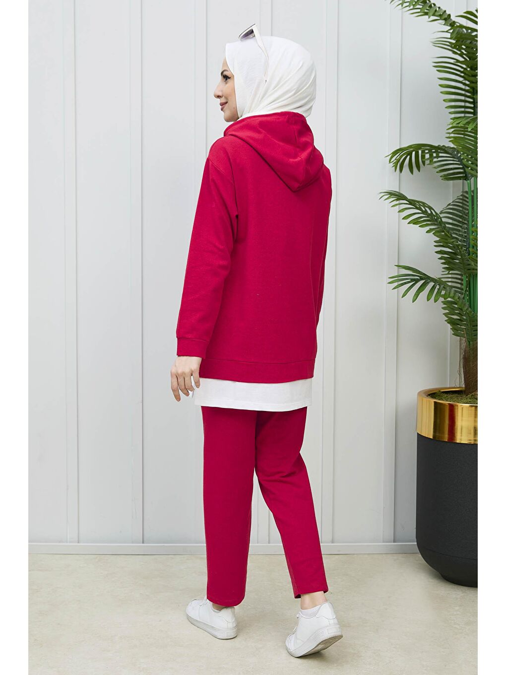 Orta Kadın Kırmızı Tunık Pantolon - 3553-5