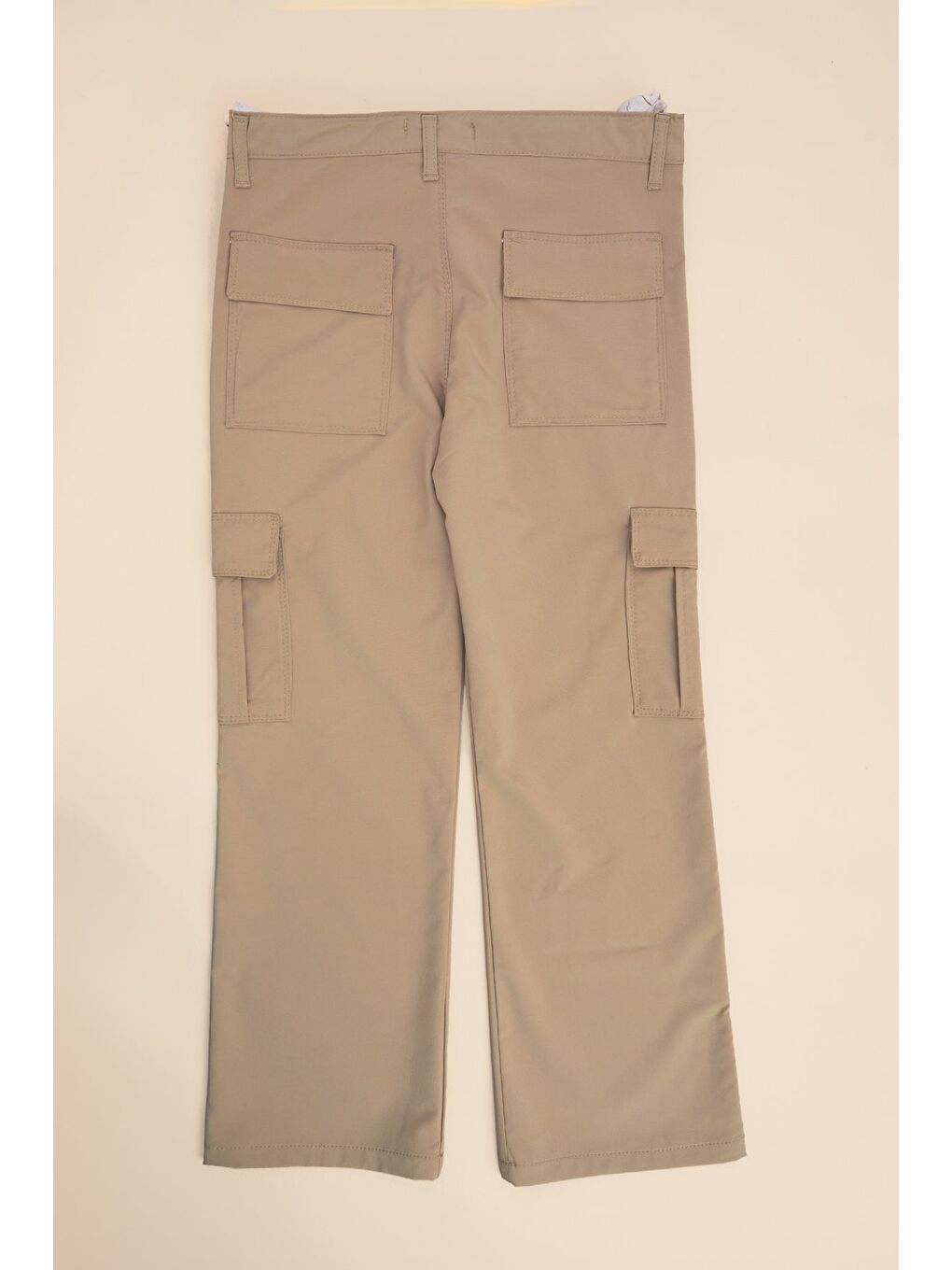 Bej Fermuarlı Kargo Cep Kız Çocuk Pantolon-1