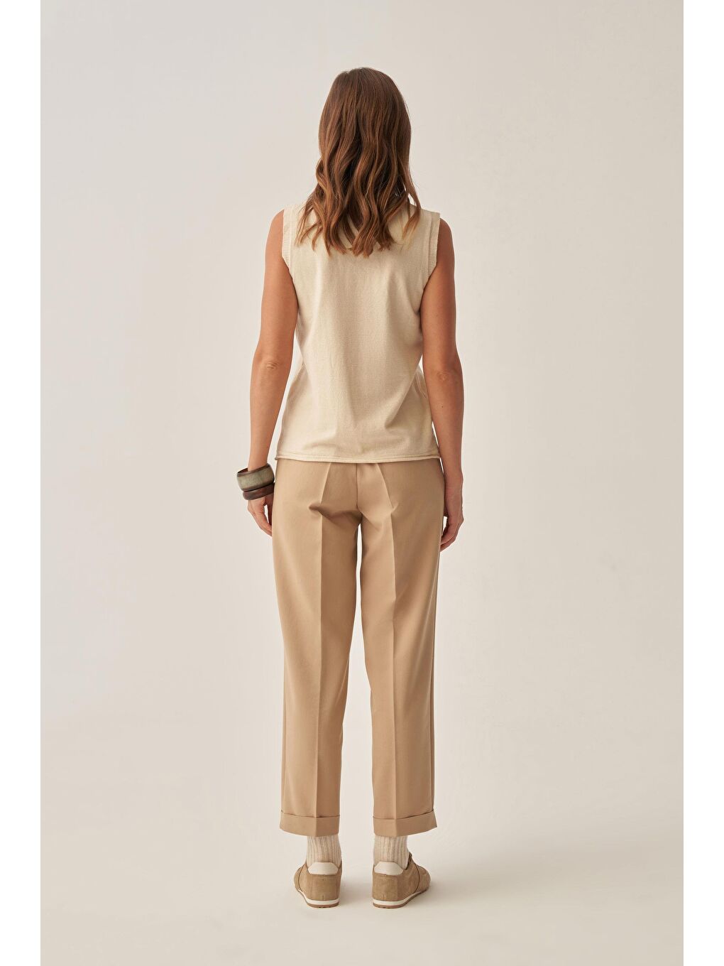 Bej-Yarım Balıkçı Kolsuz Kazak-3