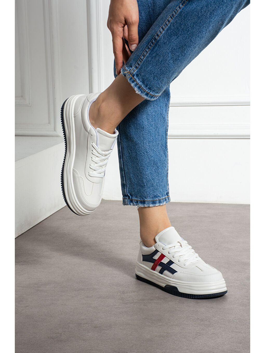 Beyaz Kadın Günlük Sneaker Spor Ayakkabı-1