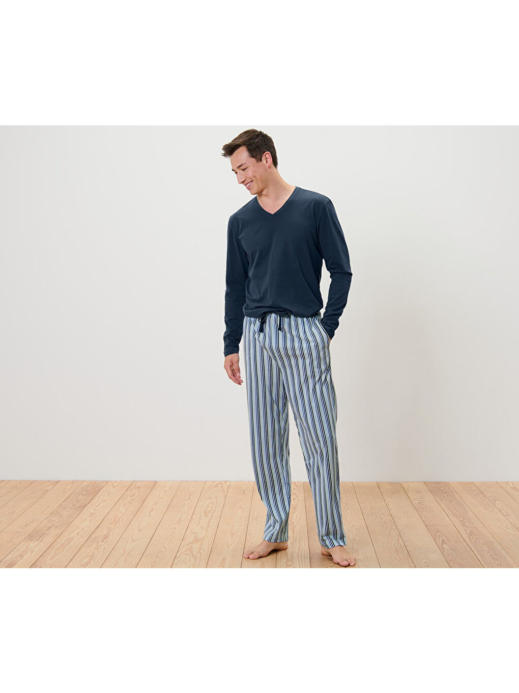 Lacivert Erkek Pijama Takımı, Single Jersey