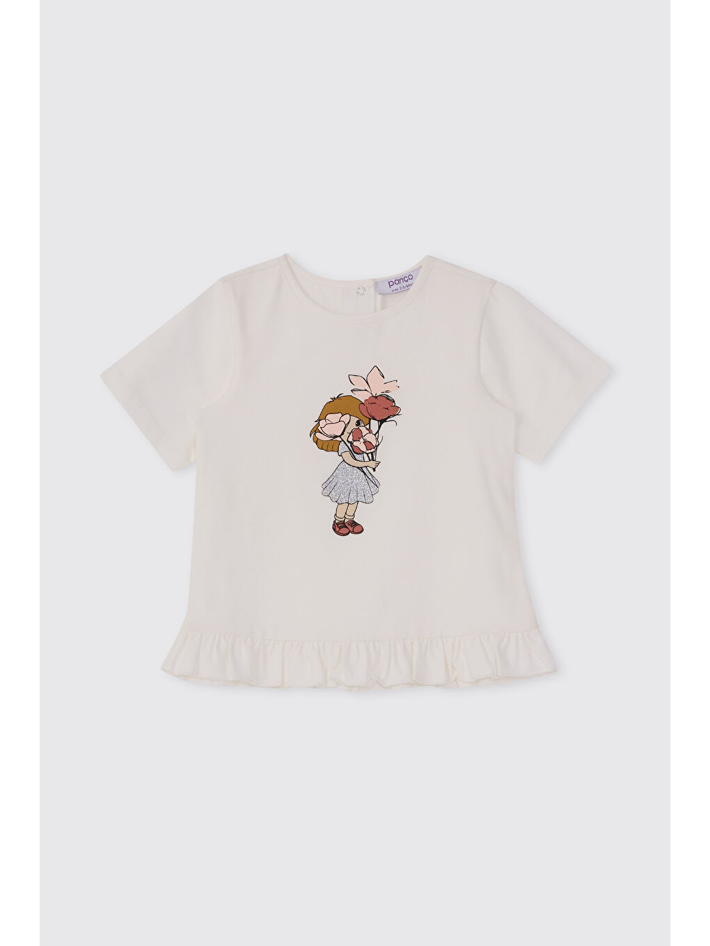 Kız Bebek Baskı Detaylı Ekru Tişört