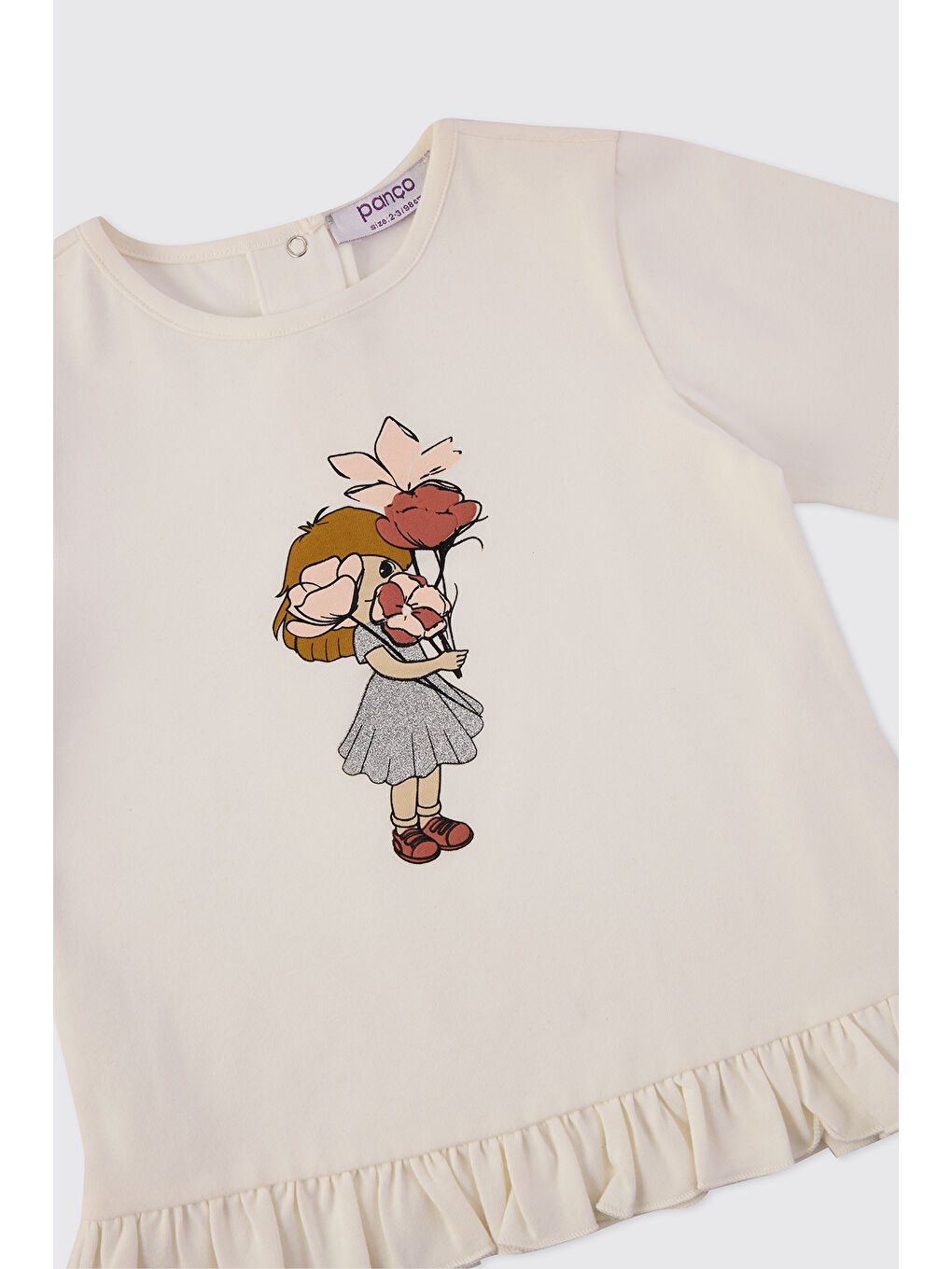 Kız Bebek Baskı Detaylı Ekru Tişört-2