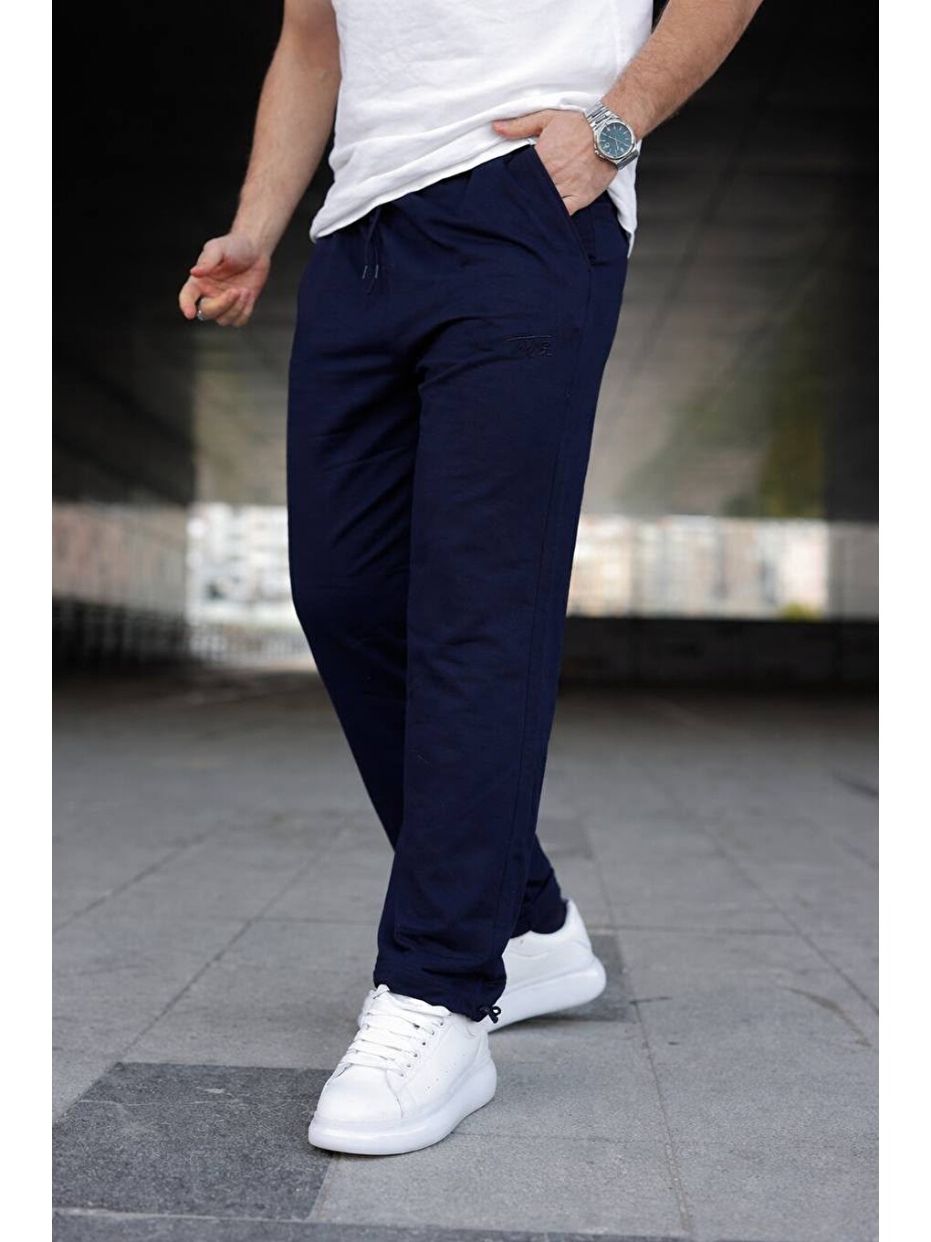 Erkek Trend Baskılı Jogger Lacivert Baggy Eşofman Altı