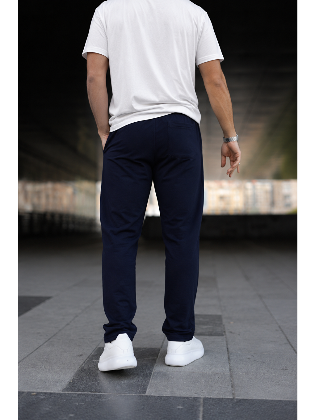 Erkek Trend Baskılı Jogger Lacivert Baggy Eşofman Altı-2