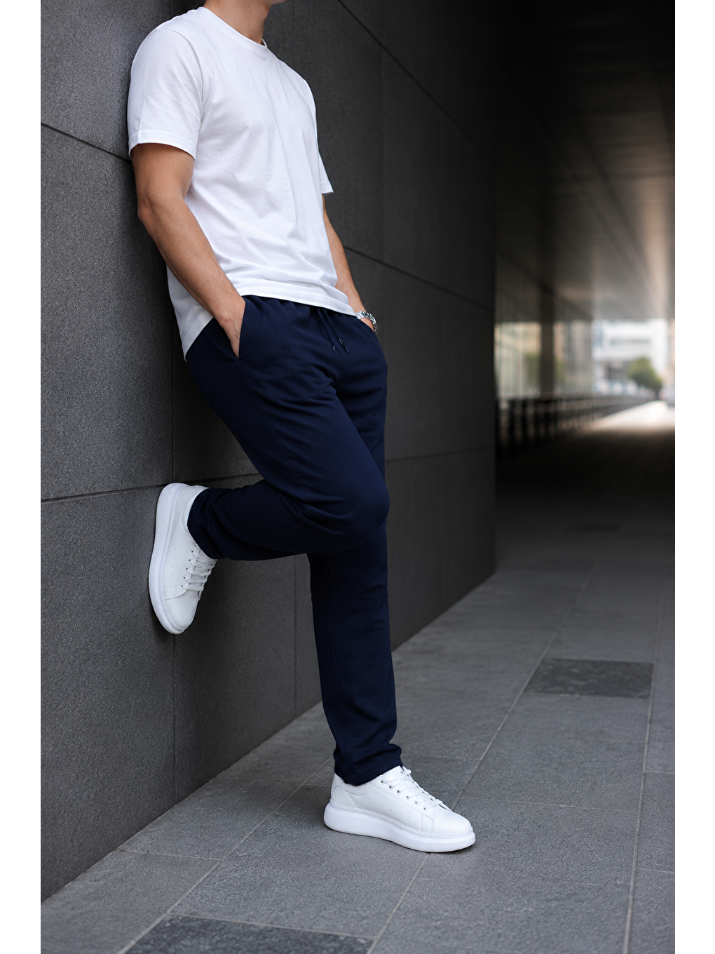 Erkek Trend Baskılı Jogger Lacivert Baggy Eşofman Altı-3