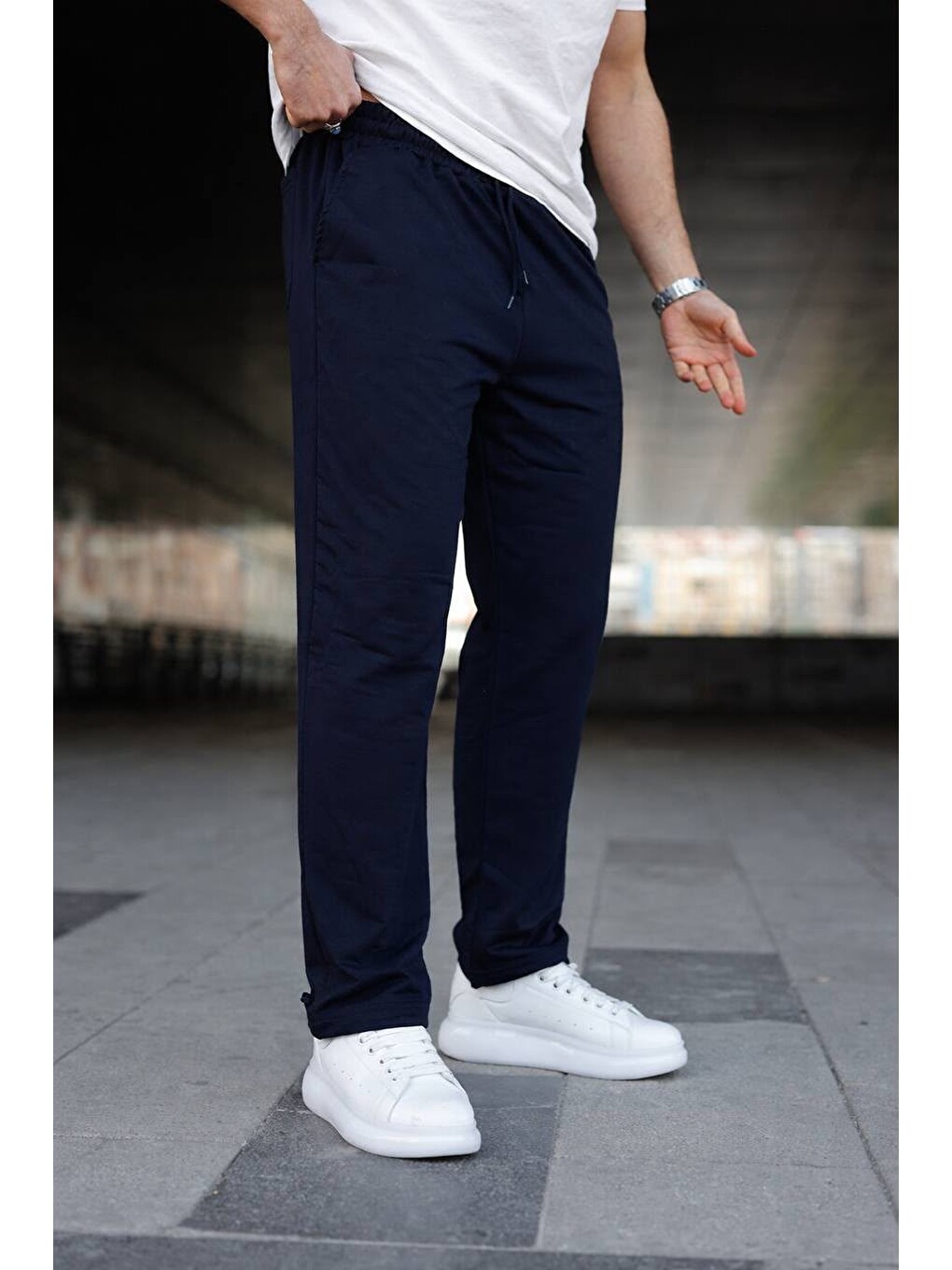Erkek Trend Baskılı Jogger Lacivert Baggy Eşofman Altı-4