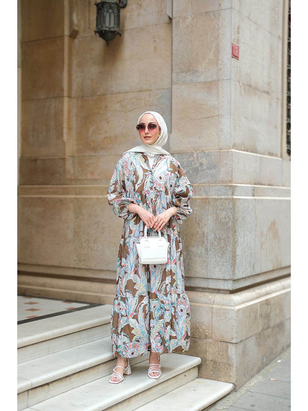 Kadın Yakamoz Desenli Elbise Haki Yeşil