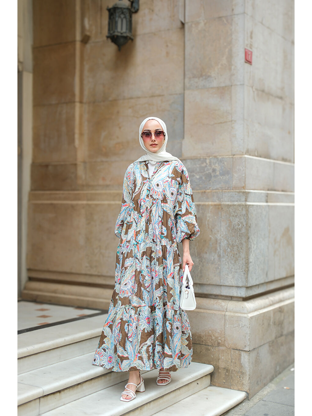 Kadın Yakamoz Desenli Elbise Haki Yeşil-2