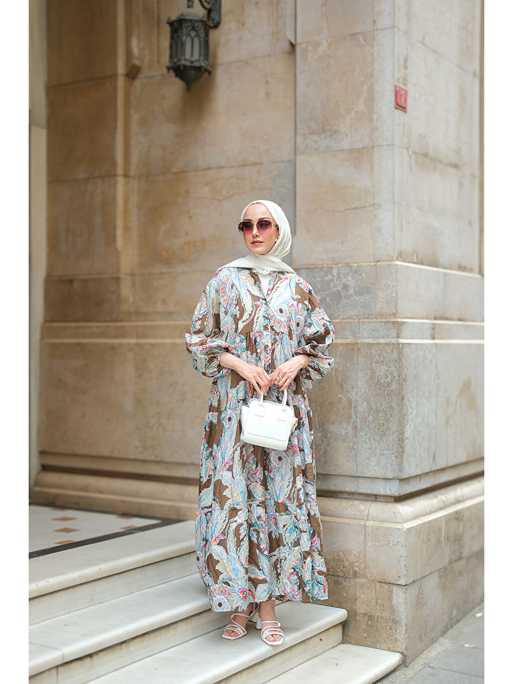 Kadın Yakamoz Desenli Elbise Haki Yeşil-3