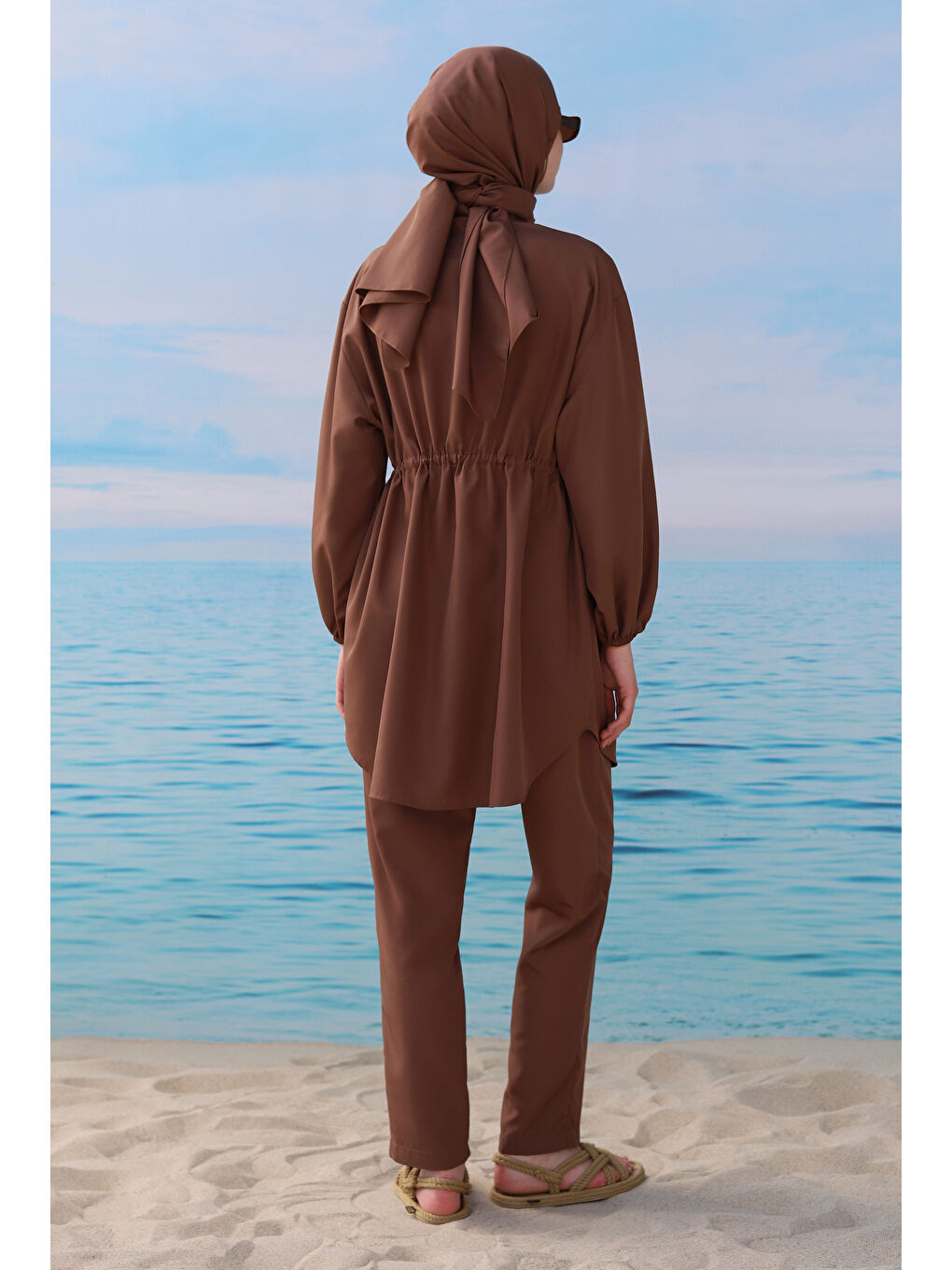 Kahverengi Rüzgarlıklı Yüzme Takımı Kahve-4