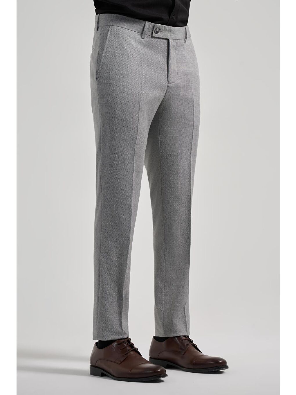 Gri Esnek Yandan Cepli Slim Fit Classic Erkek Pantolon 1003250160-2