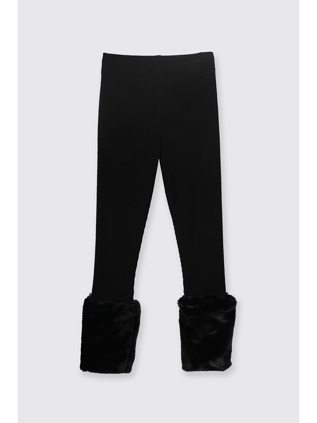 Kız Çocuk Yumuşak Dokulu Siyah Tayt-5