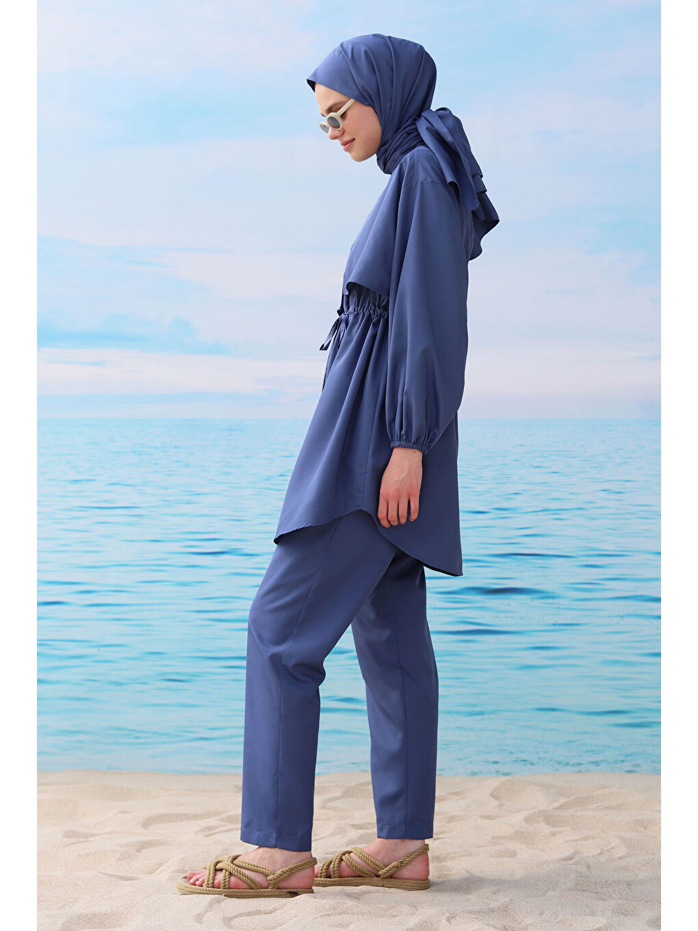 Rüzgarlıklı Yüzme Takımı Jean Mavi-4