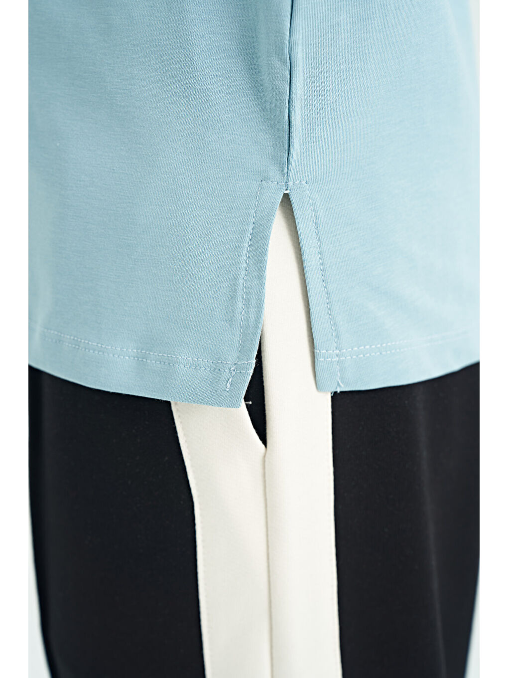 Açık Mavi Ayıcık Baskılı O Yaka Oversize Kısa Kol Kız Çocuk Tişört - 75116-8