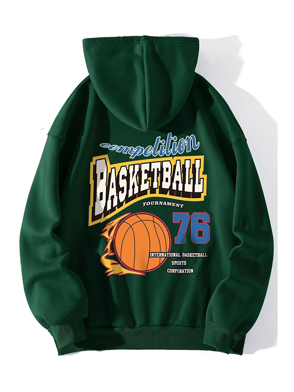 uyguntarz Yeşil Basketball 76 Baskılı Oversize Sweatshirt