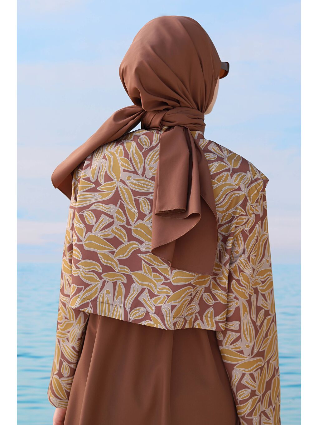 Kahverengi Desenli Yüzme Takımı Kahve-2
