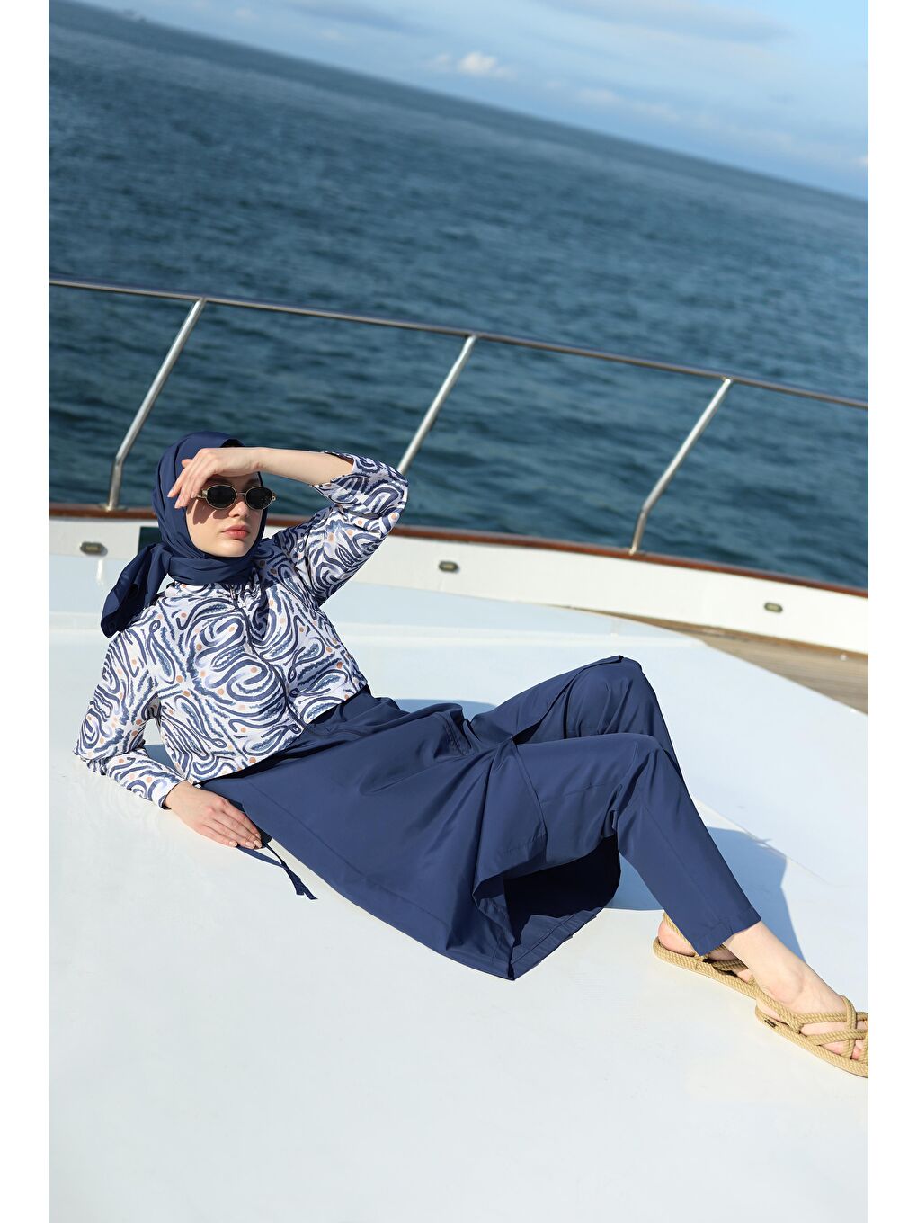 Desenli Yüzme Takımı Lacivert-3