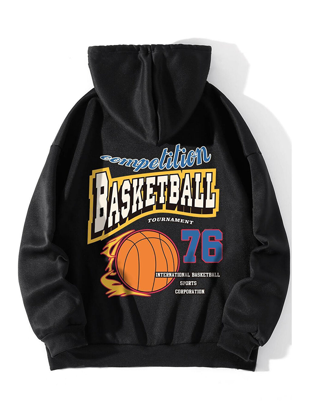 uyguntarz Siyah Basketball 76 Baskılı Oversize Sweatshirt