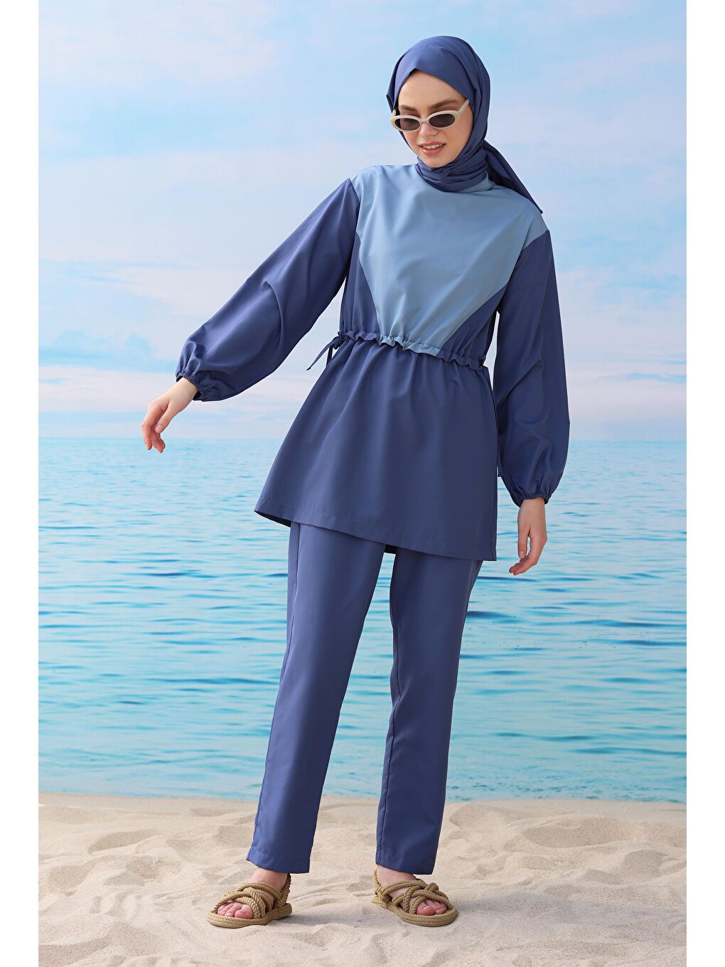 Garnili Yüzme Takımı Jean Mavi-3