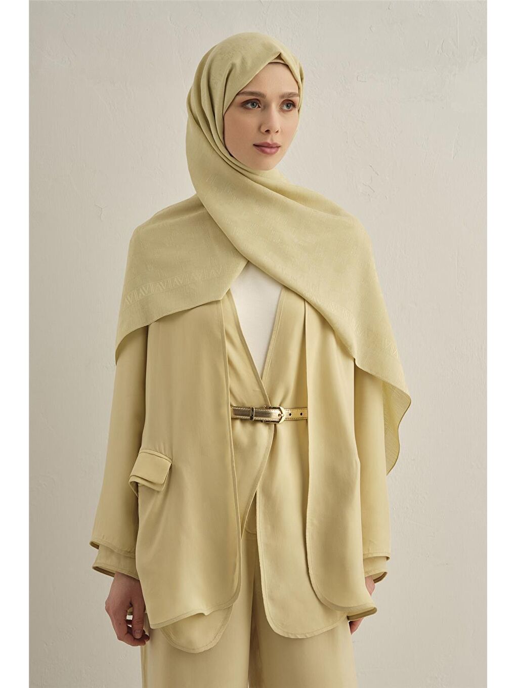 Sarı Pamora Dama Çerçeve Şal 2 51-1