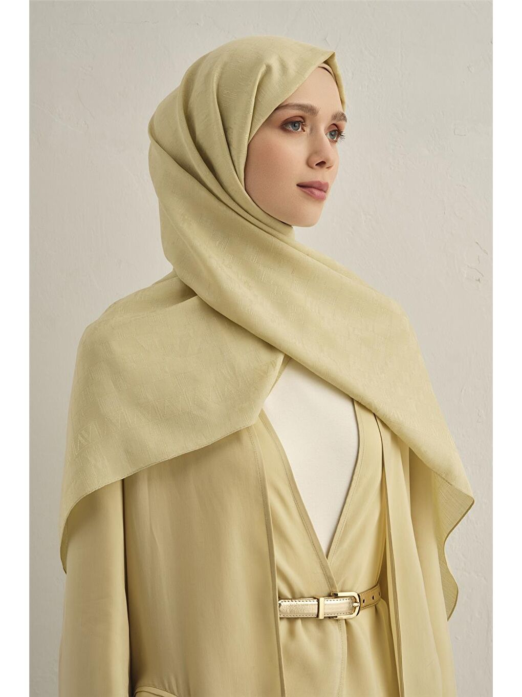 Sarı Pamora Dama Çerçeve Şal 2 51-2