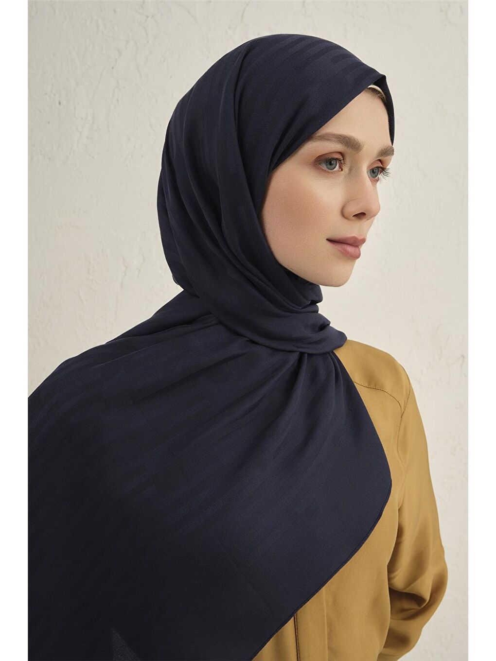 Lacivert Lyocell Viscon Stripes Şal 2 02-3