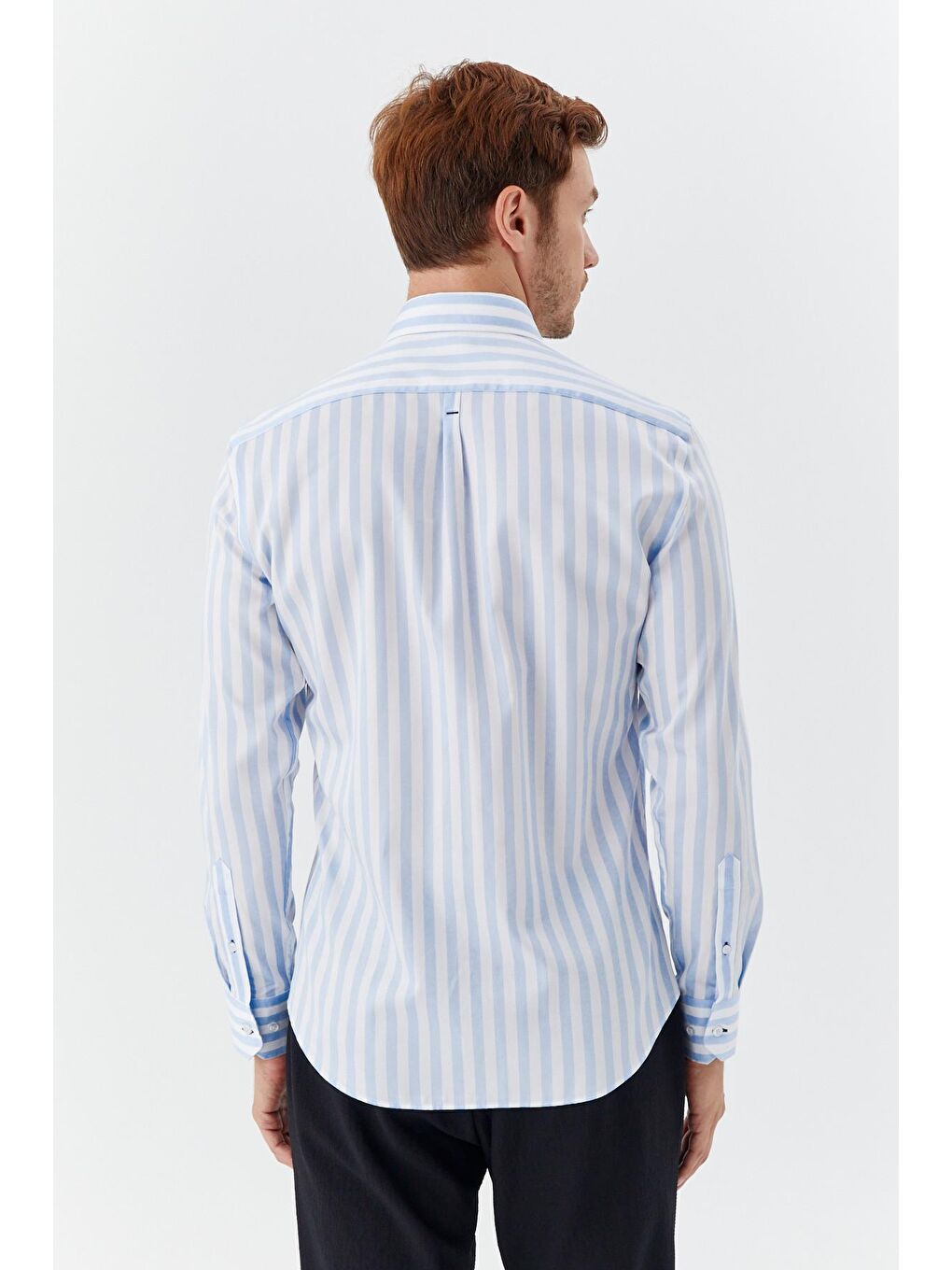 Erkek Mavi %100 Pamuk Gömlek – Uzun Kollu-3