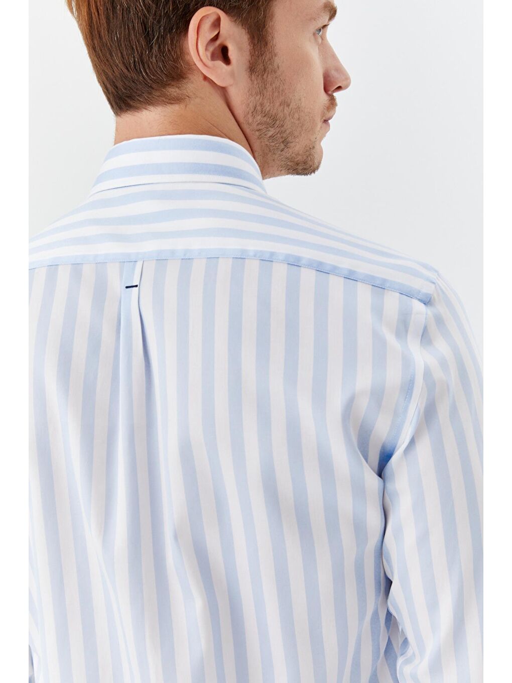 Erkek Mavi %100 Pamuk Gömlek – Uzun Kollu-4