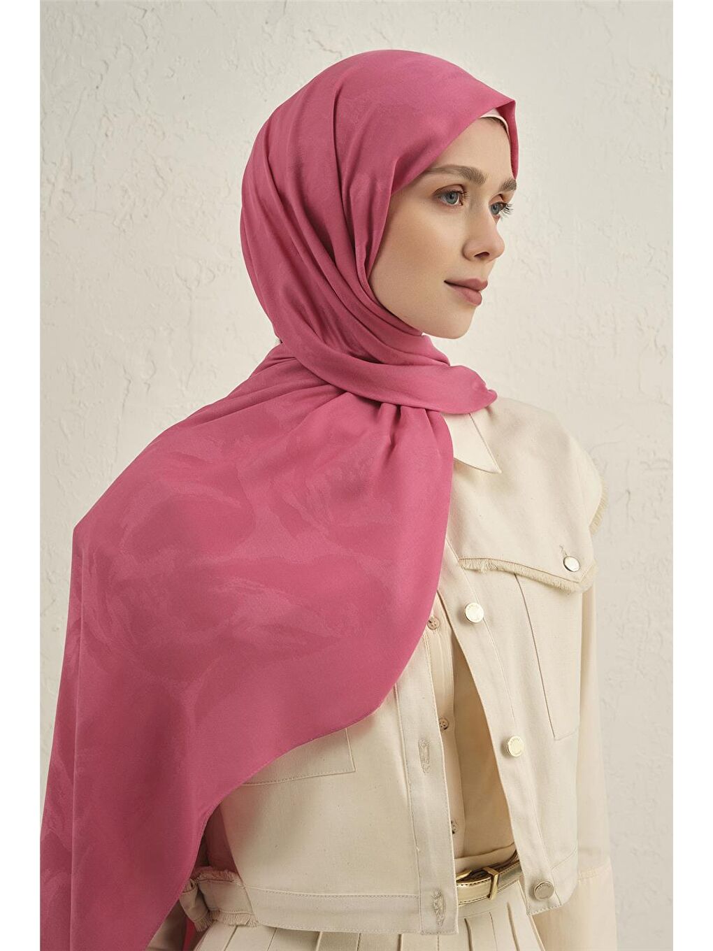 Pembe Lyocell Viscon Dalga Desen Şal 1 37-2