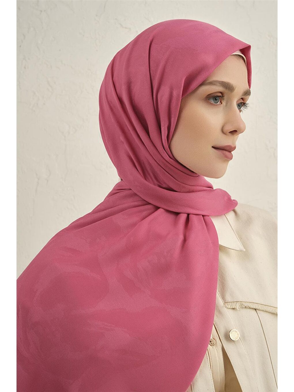 Pembe Lyocell Viscon Dalga Desen Şal 1 37-3