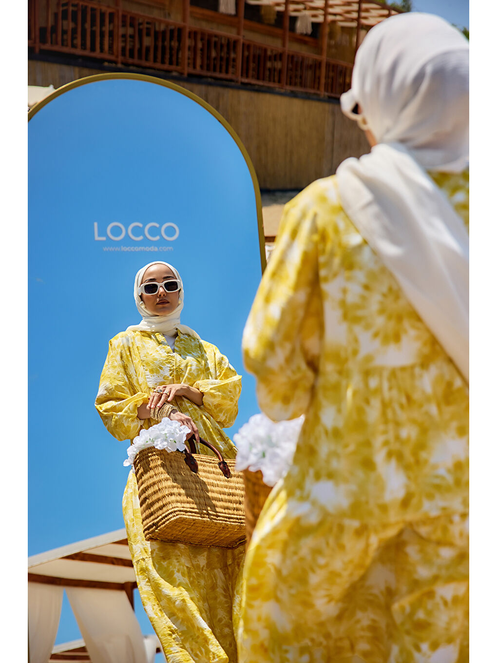 Kadın Bulut Desen Elbise Sarı