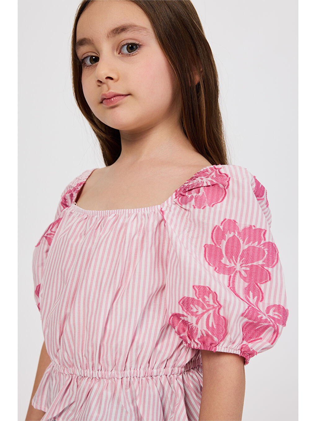 Kız Çocuk Karpuz Kollu Pembe Bluz-1