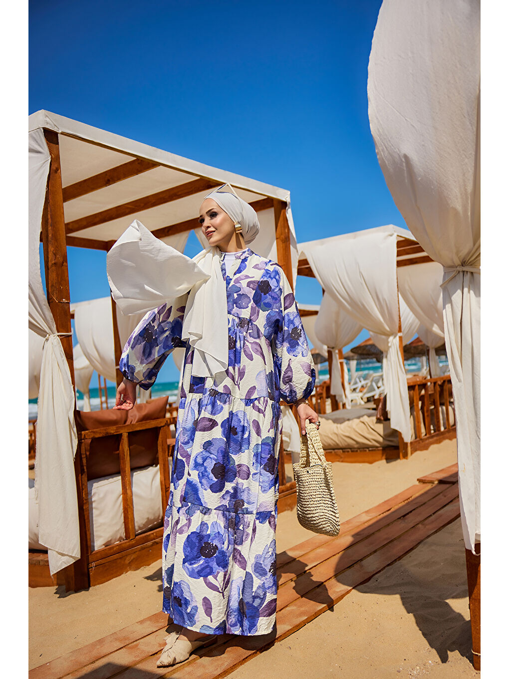 Kadın Yaprak Desenli Elbise Mor-2