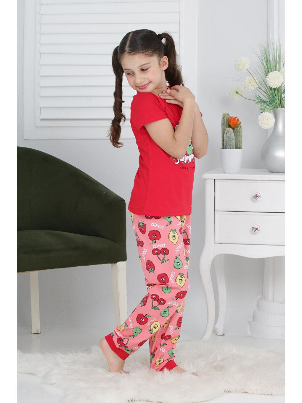 Kapi Kids Narçiçeği Kız Çocuk Meyve Baskılı Pijama Takımı 3-11 Yaş 6073-74 - 1