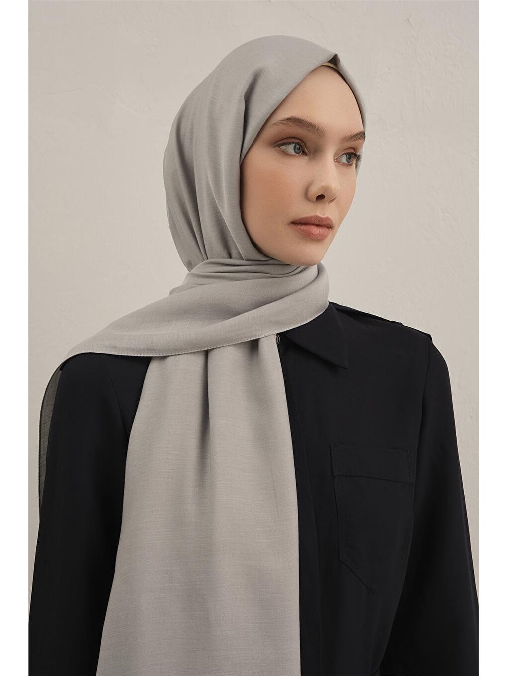 Gri Logo Drop Pamuk İpek Şal 23-2