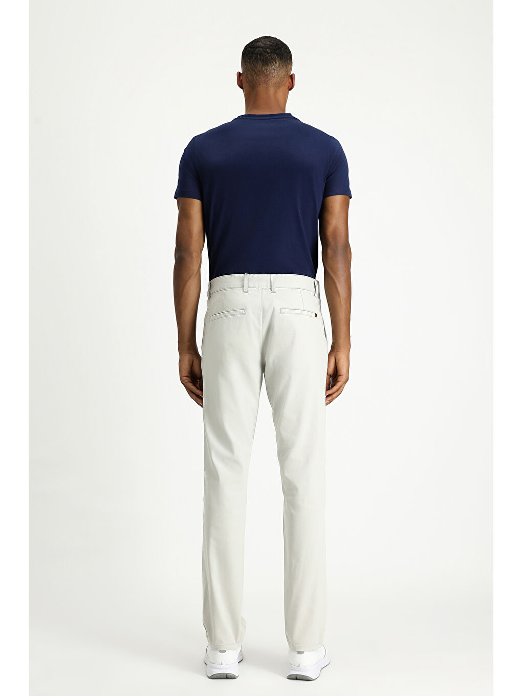 Gri Slim Fit Dar Kesim Elastanlı Kanvas / Chino Pantolon-3