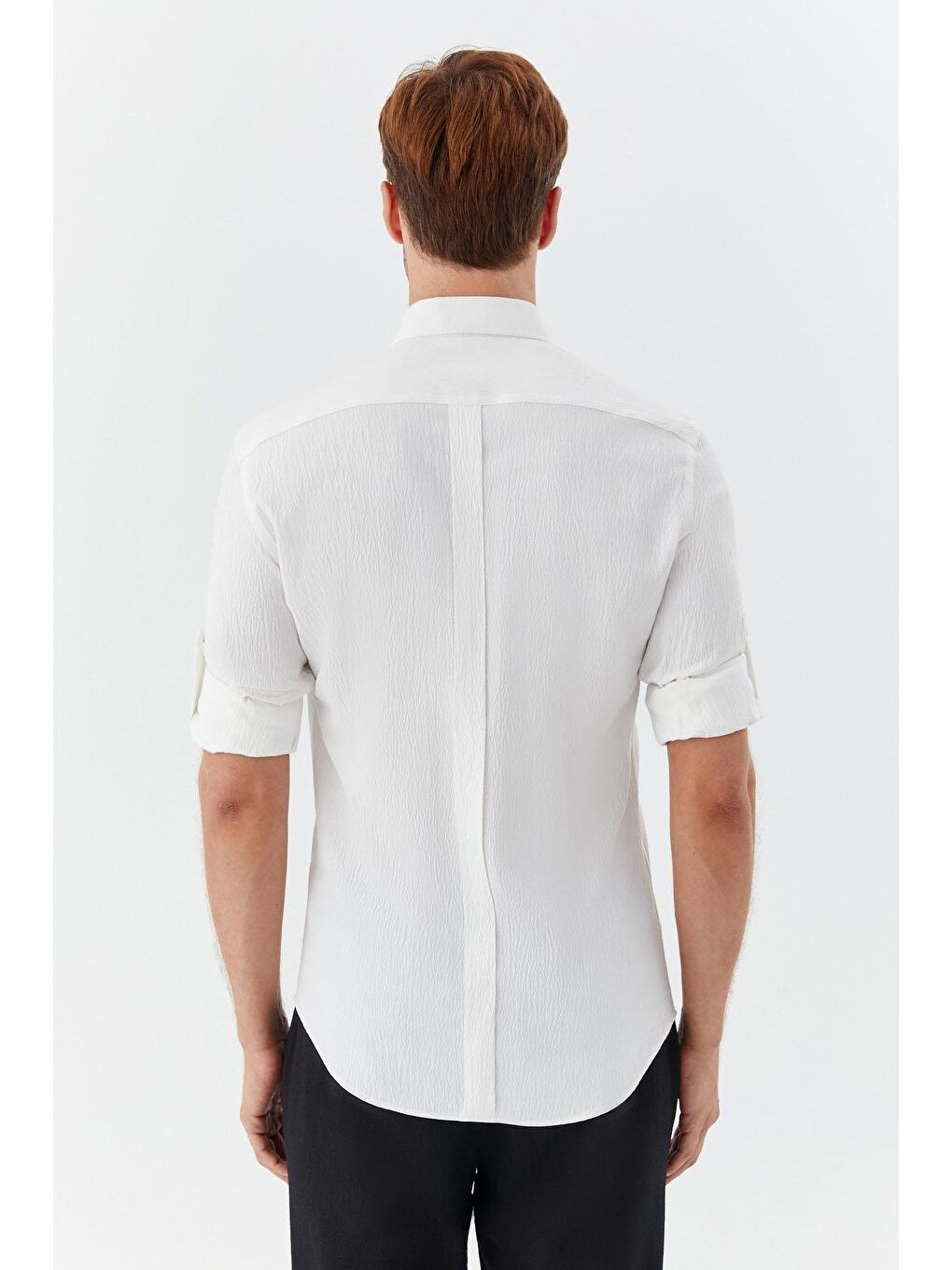 Erkek Beyaz Düğmeli Yaka Gömlek – Uzun Kollu-4