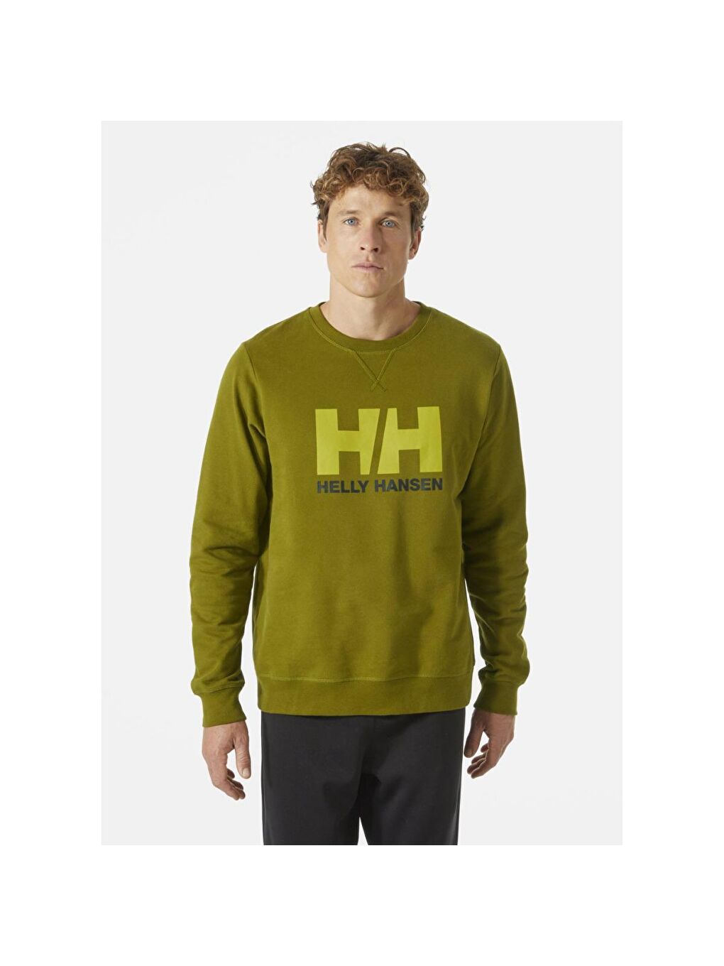 HH Logo Crew Erkek Yeşil Bisiklet Yaka Sweatshirt